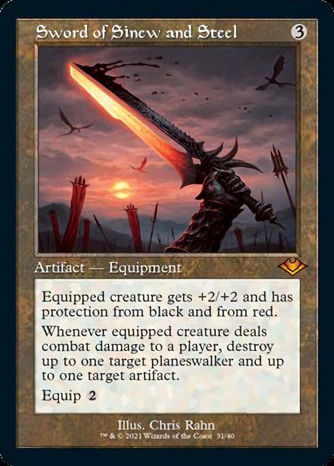 Sword of Sinew and Steel (Retro Foil Etched) [Modern Horizons] | Gam3 Escape