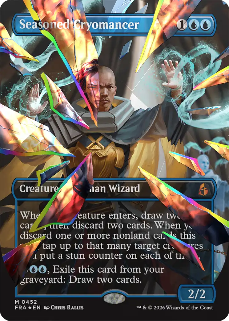 Seasoned Cryomancer (Borderless) (Facet Foil) (0452) [Reality Fracture] | Gam3 Escape