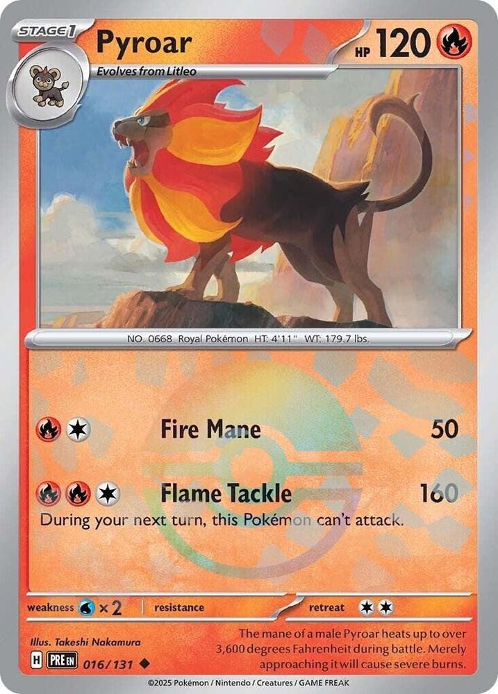 Pyroar (016/131) (Poke Ball Pattern) [Scarlet & Violet: Prismatic Evolutions] | Gam3 Escape