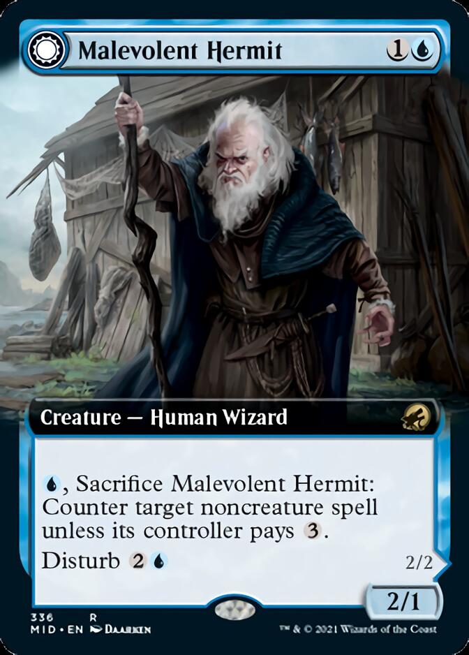 Malevolent Hermit // Benevolent Geist (Extended Art) [Innistrad: Midnight Hunt] | Gam3 Escape