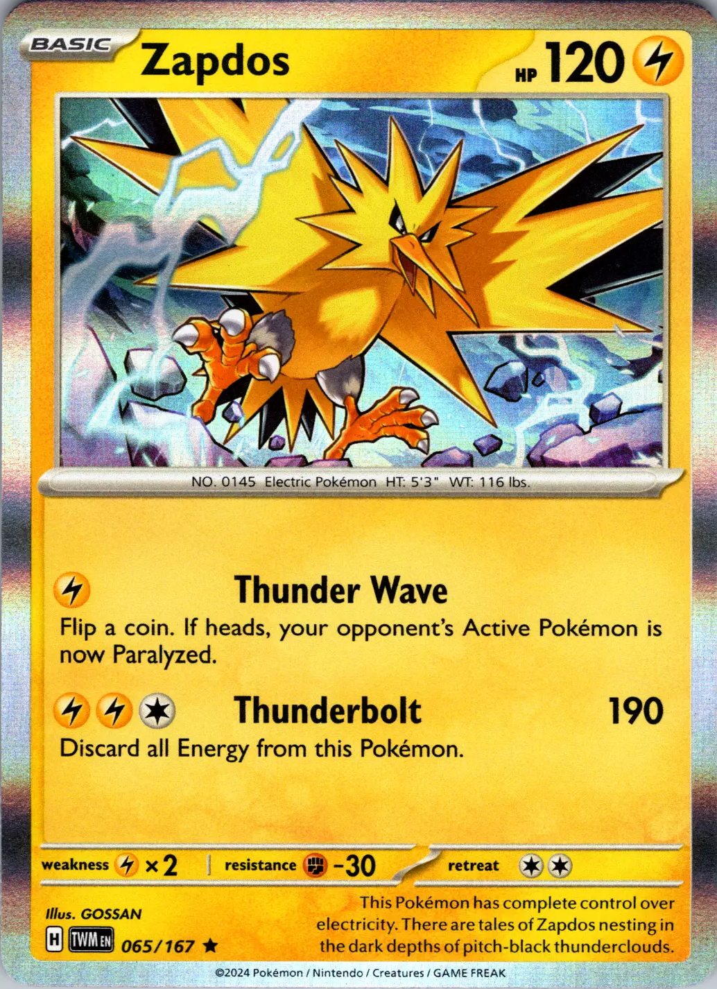 Zapdos (065/167) [Scarlet & Violet: Twilight Masquerade] | Gam3 Escape