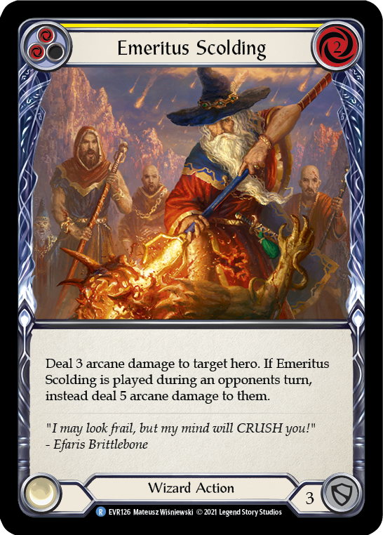 Emeritus Scolding (Yellow) [EVR126] (Everfest)  1st Edition Rainbow Foil | Gam3 Escape