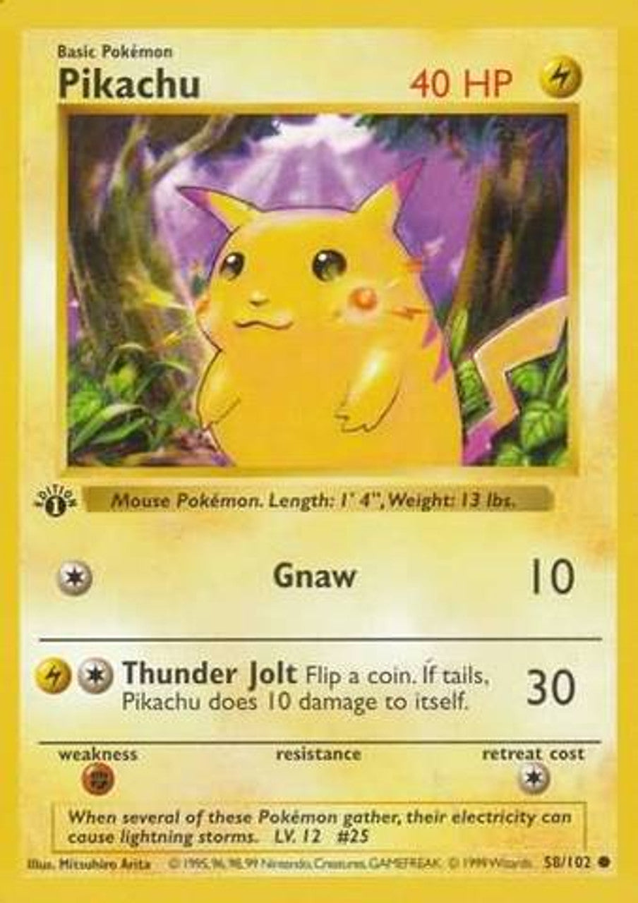 Pikachu (58/102) (Red Cheeks Misprint) [Base Set 1st Edition] | Gam3 Escape