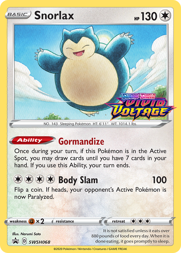 Snorlax (SWSH068) (Prerelease Promo) [Sword & Shield: Black Star Promos] | Gam3 Escape