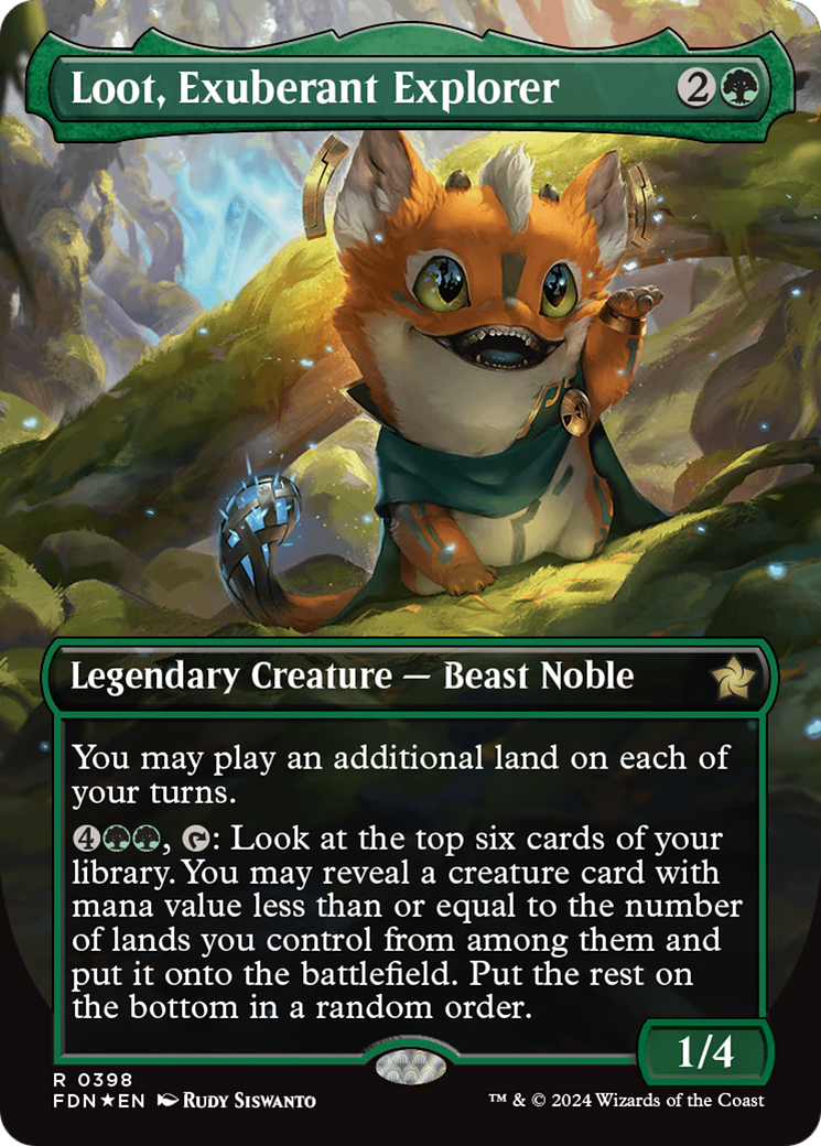 Loot, Exuberant Explorer (Borderless) (Mana Foil) [Foundations] | Gam3 Escape