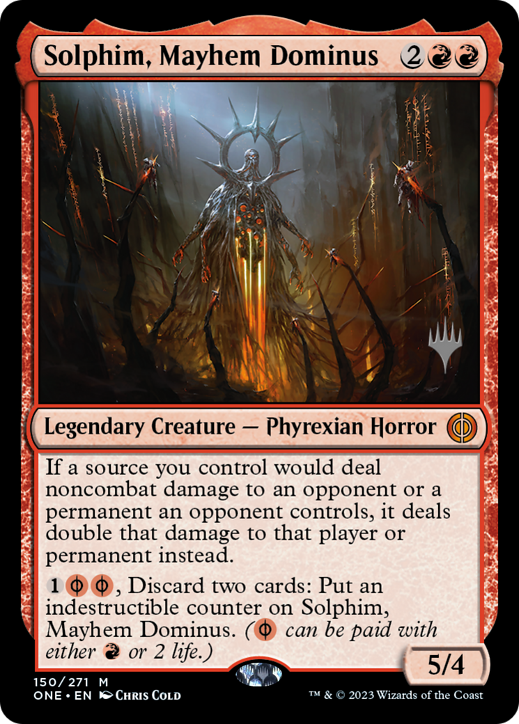 Solphim, Mayhem Dominus (Promo Pack) [Phyrexia: All Will Be One Promos] | Gam3 Escape