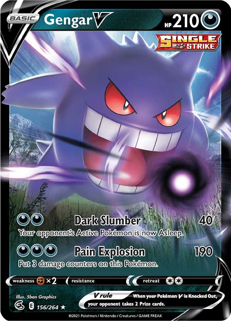 Gengar V (156/264) [Sword & Shield: Fusion Strike] | Gam3 Escape