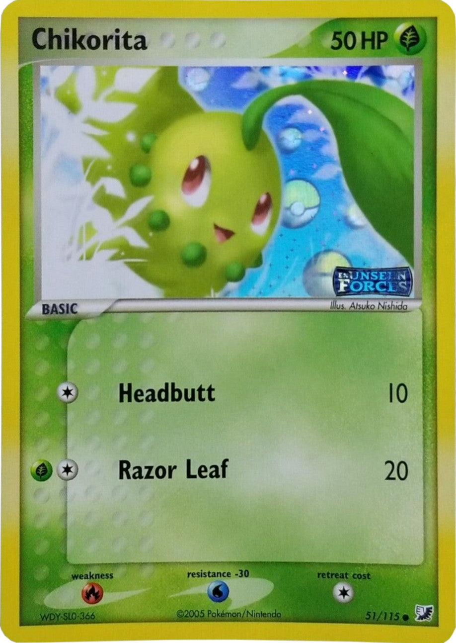 Chikorita (51/115) (Stamped) [EX: Unseen Forces] | Gam3 Escape