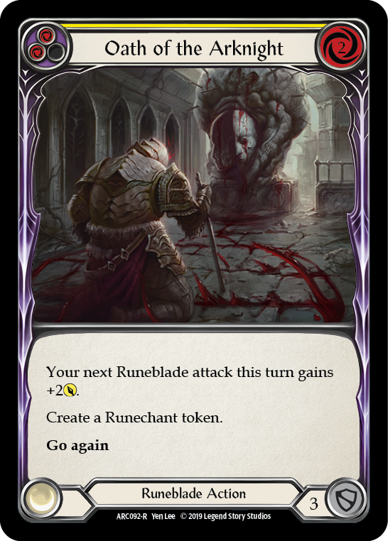 Oath of the Arknight (Yellow) [ARC092-R] (Arcane Rising)  1st Edition Rainbow Foil | Gam3 Escape