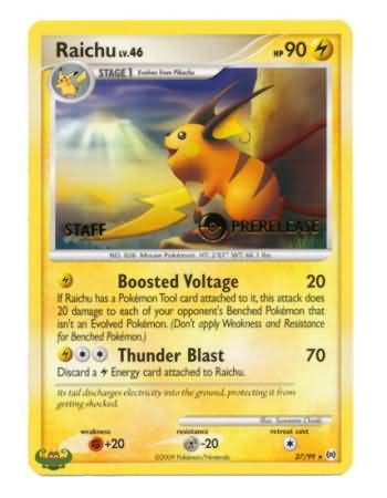 Raichu (27/99) (Staff Prerelease Promo) [Nintendo: Black Star Promos] | Gam3 Escape