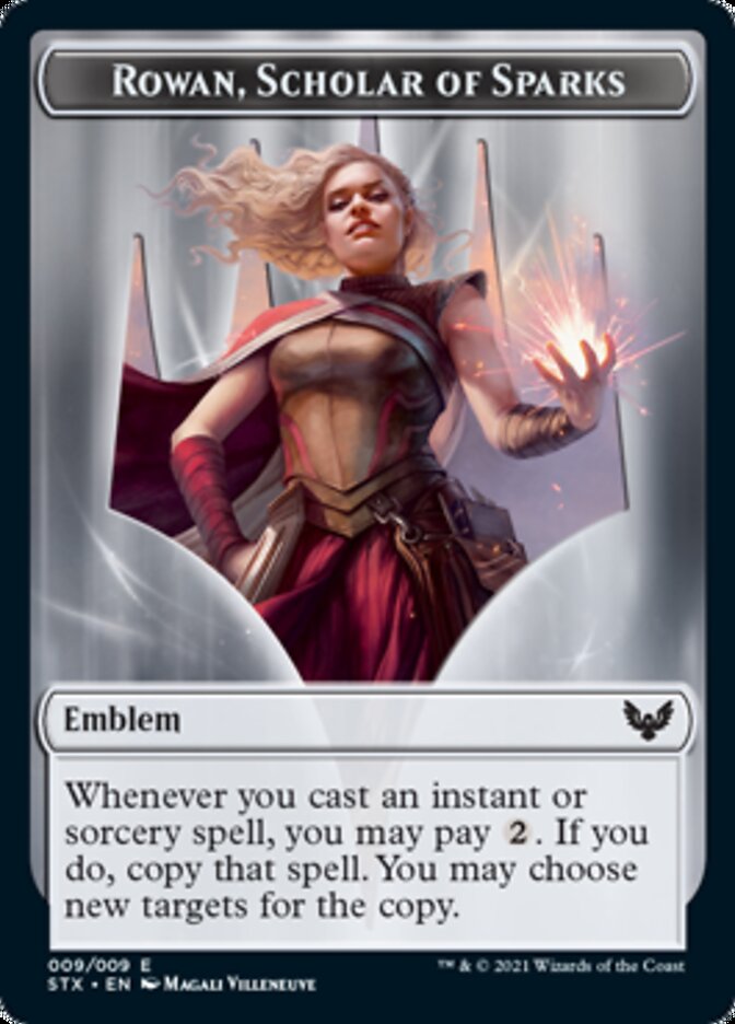 Rowan, Scholar of Sparks Emblem [Strixhaven: School of Mages Tokens] | Gam3 Escape