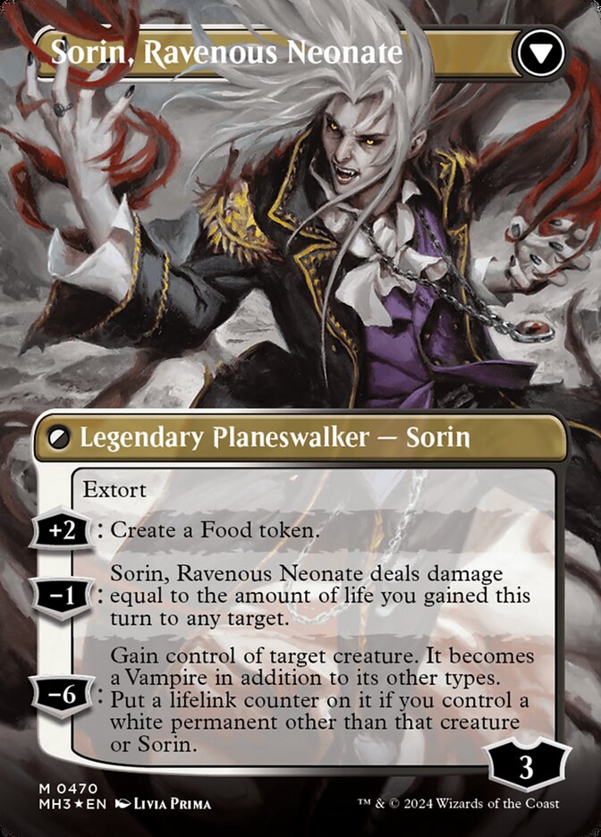 Sorin of House Markov // Sorin, Ravenous Neonate (Borderless) (Textured Foil) [Modern Horizons 3] | Gam3 Escape