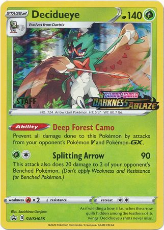 Decidueye (SWSH035) (Staff Prerelease Promo) [Sword & Shield: Black Star Promos] | Gam3 Escape