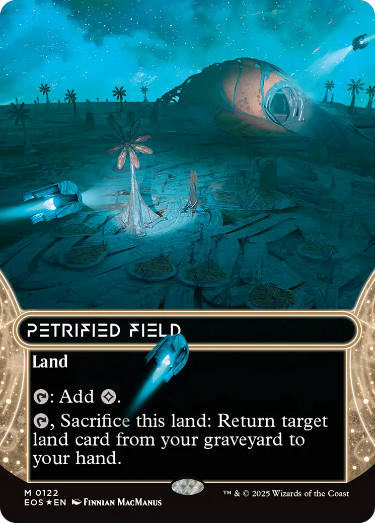 Petrified Field (0122) (Borderless) (Galaxy Foil) [Edge of Eternities: Stellar Sights] | Gam3 Escape
