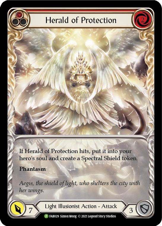 Herald of Protection (Red Extended Art) [FAB029] (Promo)  Rainbow Foil | Gam3 Escape