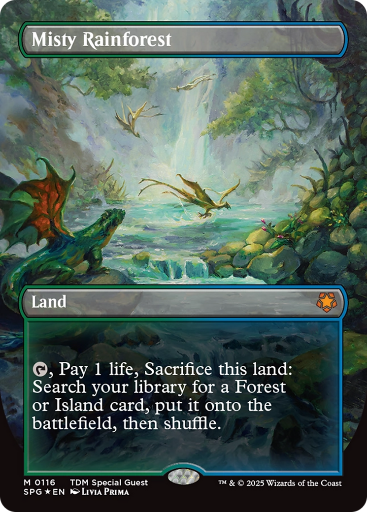 Misty Rainforest (Borderless) (Dragonscale Foil) [Tarkir: Dragonstorm Special Guests] | Gam3 Escape