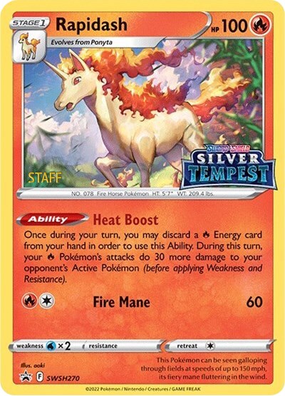 Rapidash (SWSH270) (Prerelease) (Staff) [Sword & Shield: Black Star Promos] | Gam3 Escape