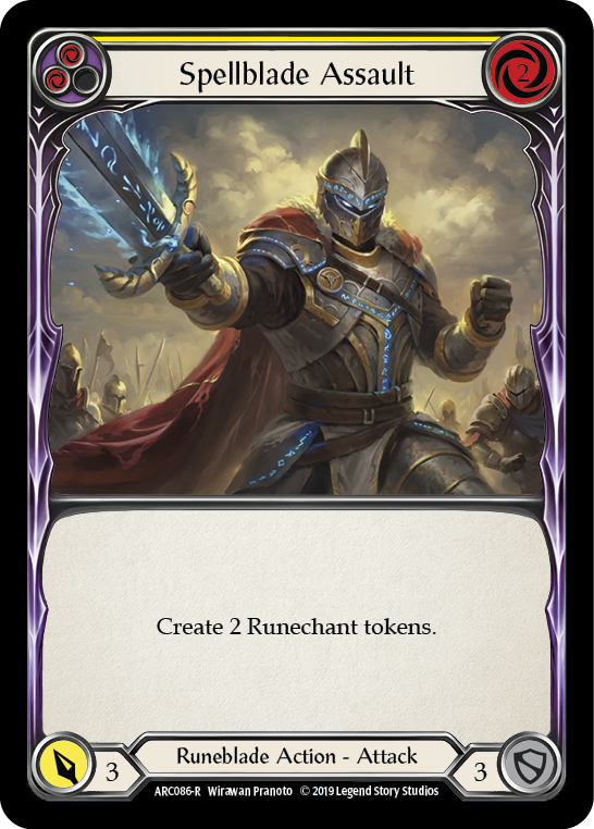 Spellblade Assault (Yellow) [ARC086-R] (Arcane Rising)  1st Edition Rainbow Foil | Gam3 Escape