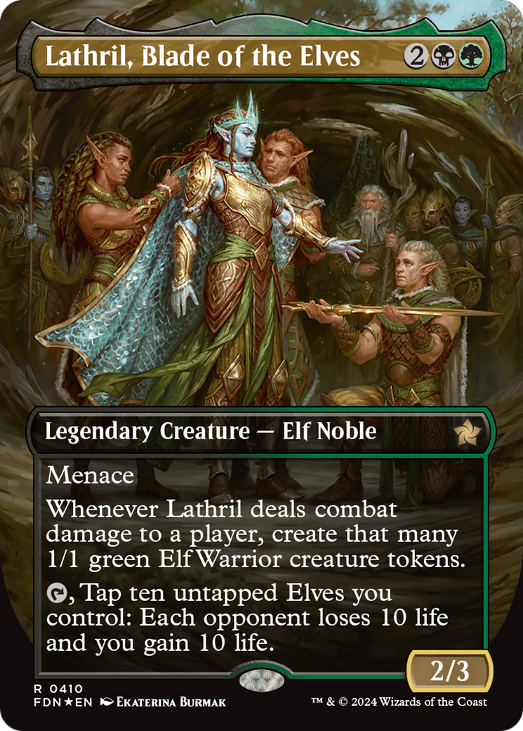 Lathril, Blade of the Elves (Borderless) (Mana Foil) [Foundations] | Gam3 Escape