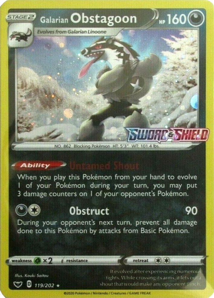 Galarian Obstagoon (119/202) (Cosmos Holo) [Sword & Shield: Base Set] | Gam3 Escape