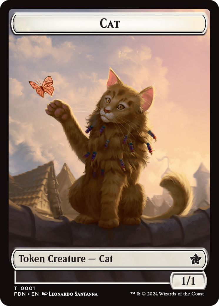 Elf Warrior // Cat (001) Doubled-Sided Token [Foundations Tokens] | Gam3 Escape