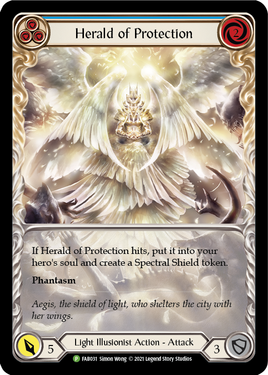 Herald of Protection (Blue Extended Art) [FAB031] (Promo)  Rainbow Foil | Gam3 Escape