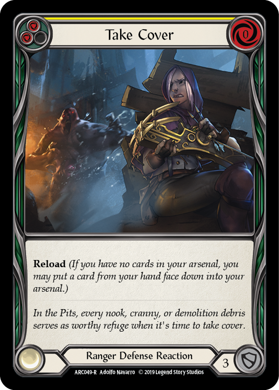 Take Cover (Yellow) [ARC049-R] (Arcane Rising)  1st Edition Rainbow Foil | Gam3 Escape