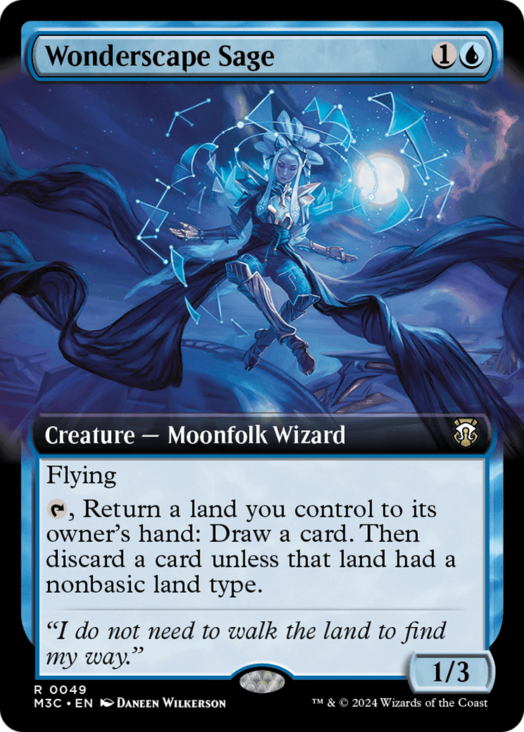 Wonderscape Sage (Extended Art) (Ripple Foil) [Modern Horizons 3 Commander] | Gam3 Escape