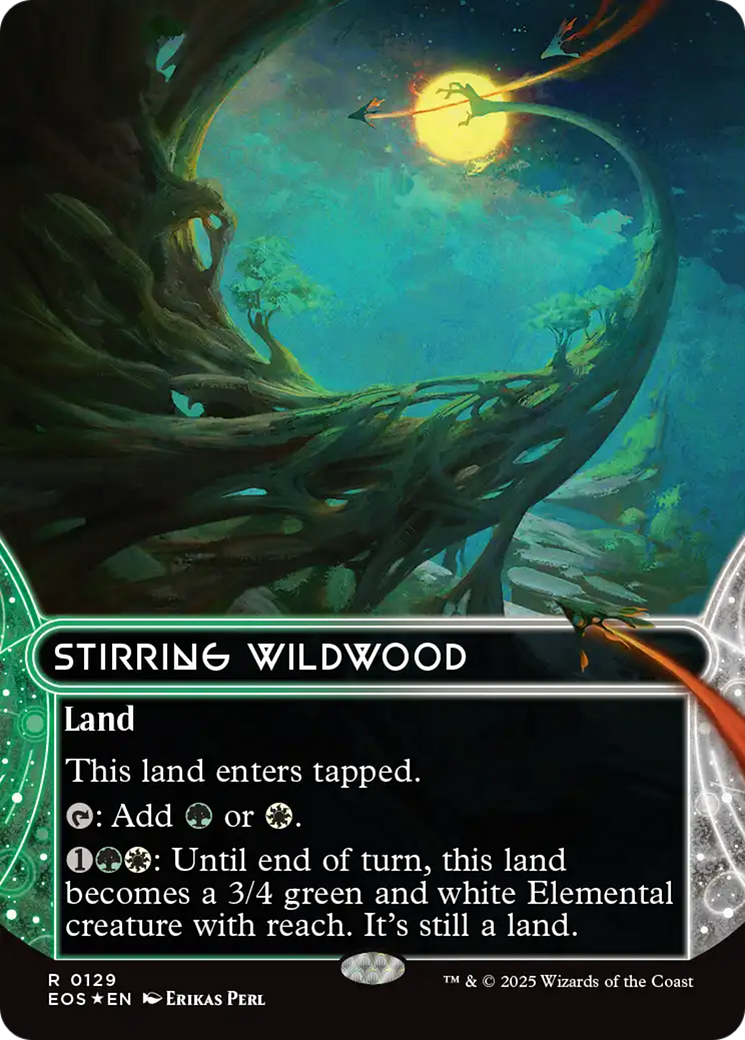 Stirring Wildwood (0129) (Borderless) (Galaxy Foil) [Edge of Eternities: Stellar Sights] | Gam3 Escape