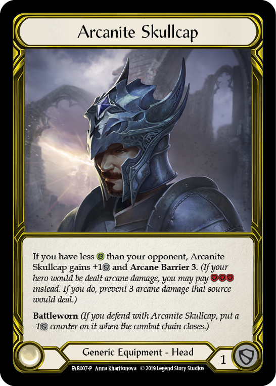 Arcanite Skullcap [FAB007-P] (Promo)  1st Edition Cold Foil - Golden | Gam3 Escape