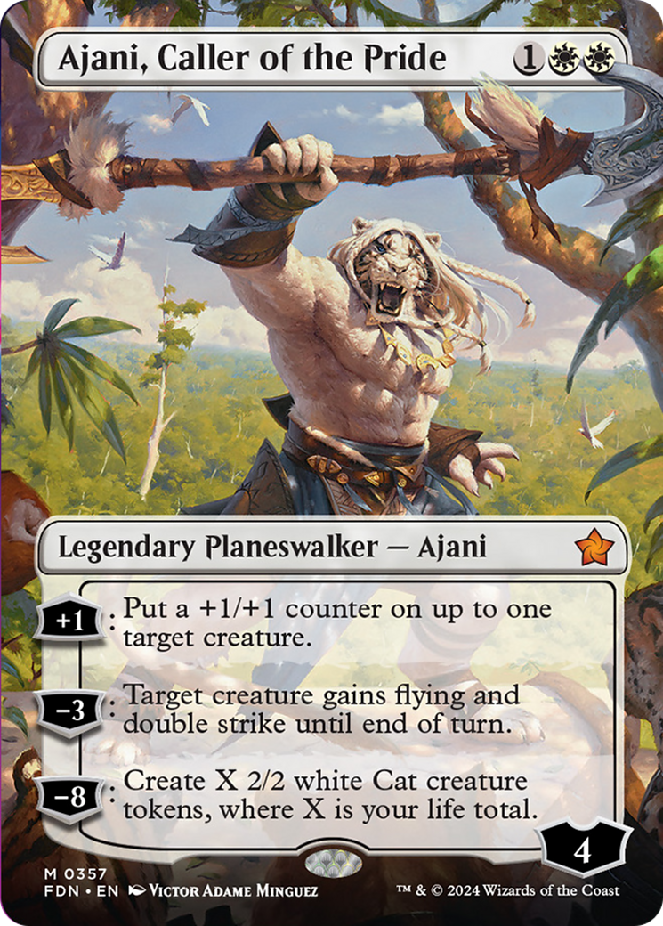 Ajani, Caller of the Pride (Borderless) [Foundations] | Gam3 Escape