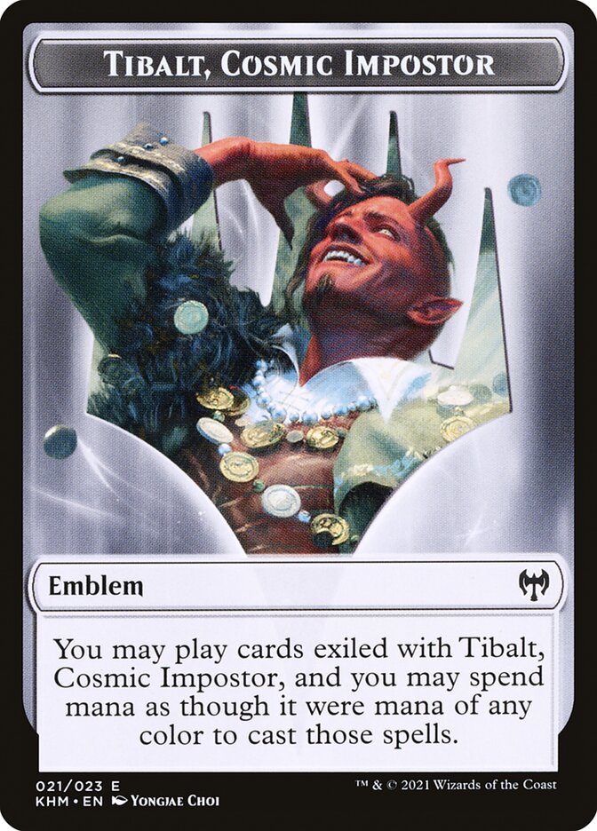 Elf Warrior // Tibalt, Cosmic Impostor Emblem Double-Sided Token [Kaldheim Tokens] | Gam3 Escape