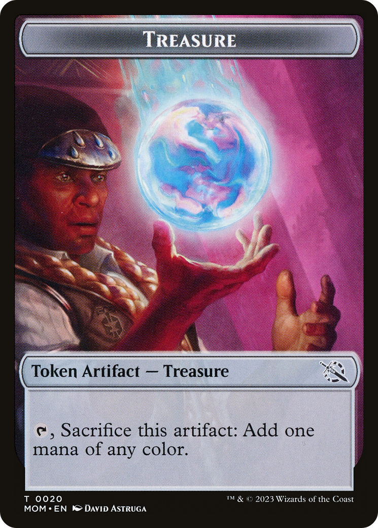 Treasure (20) // Teferi Akosa of Zhalfir Emblem Double-Sided Token [March of the Machine Tokens] | Gam3 Escape