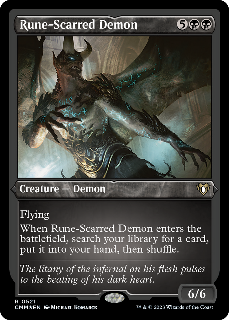 Rune-Scarred Demon (Foil Etched) [Commander Masters] | Gam3 Escape
