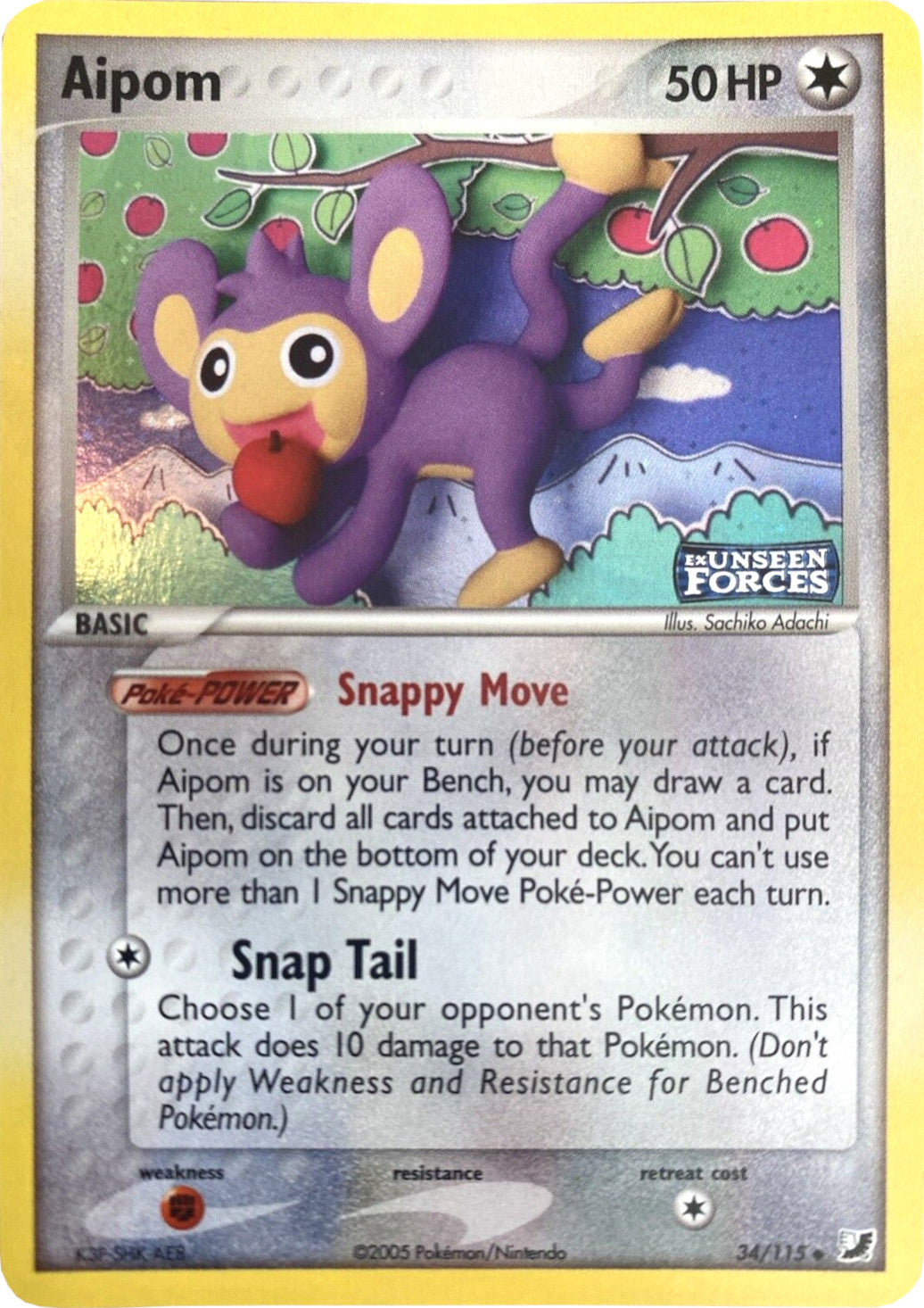 Aipom (34/115) (Stamped) [EX: Unseen Forces] | Gam3 Escape