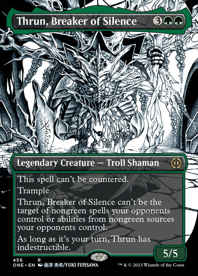 Thrun, Breaker of Silence (Borderless Manga Step-and-Compleat Foil) [Phyrexia: All Will Be One] | Gam3 Escape