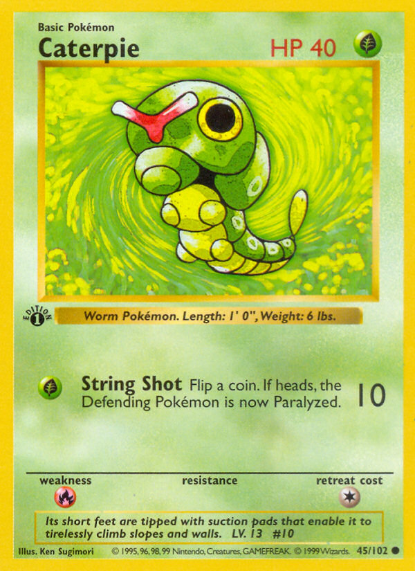 Caterpie (45/102) (Shadowless) [Base Set 1st Edition] | Gam3 Escape