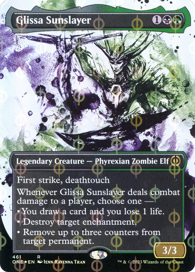 Glissa Sunslayer (Borderless Ichor Step-and-Compleat Foil) [Phyrexia: All Will Be One] | Gam3 Escape