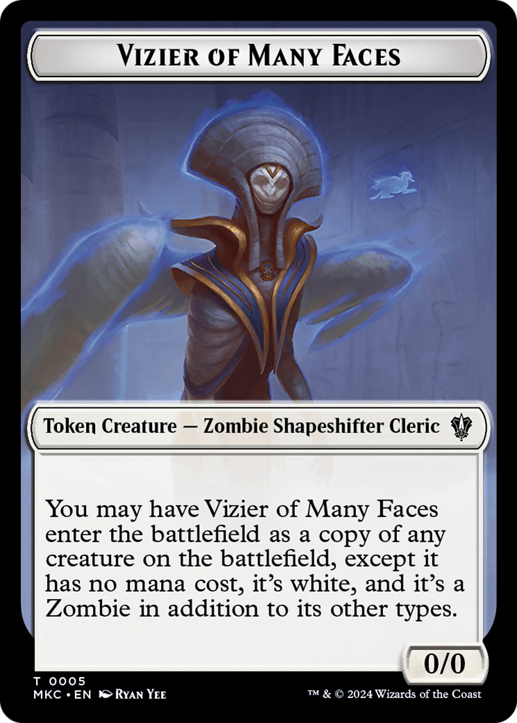 Vizier of Many Faces // Zombie Double-Sided Token [Murders at Karlov Manor Commander Tokens] | Gam3 Escape