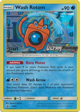 Wash Rotom (SM94) (Staff Prerelease Promo) [Sun & Moon: Black Star Promos] | Gam3 Escape