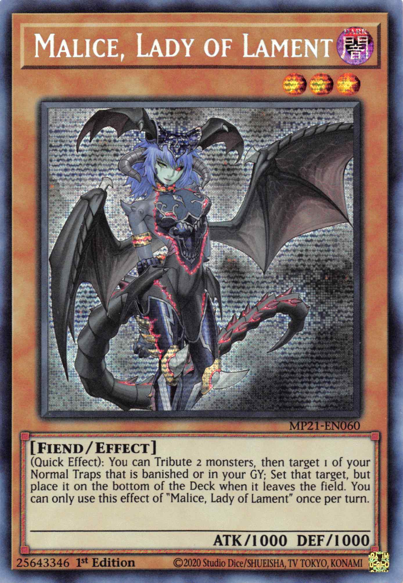 Malice, Lady of Lament [MP21-EN060] Prismatic Secret Rare | Gam3 Escape