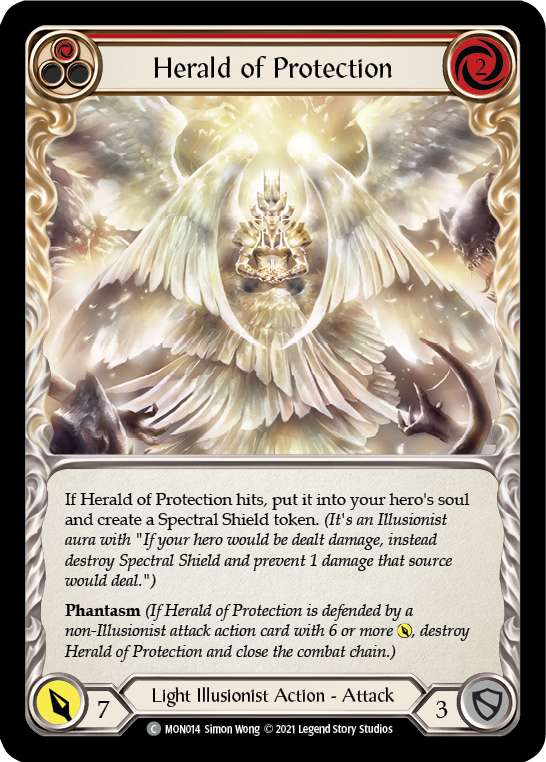 Herald of Protection (Red) (Rainbow Foil) [MON014-RF] 1st Edition Rainbow Foil | Gam3 Escape