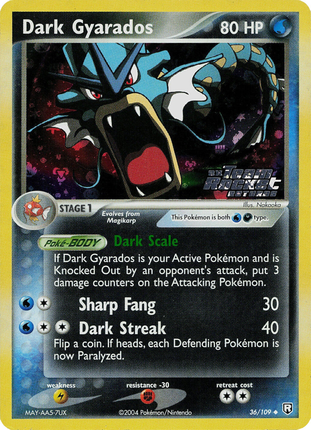 Dark Gyarados (36/109) (Stamped) [EX: Team Rocket Returns] | Gam3 Escape