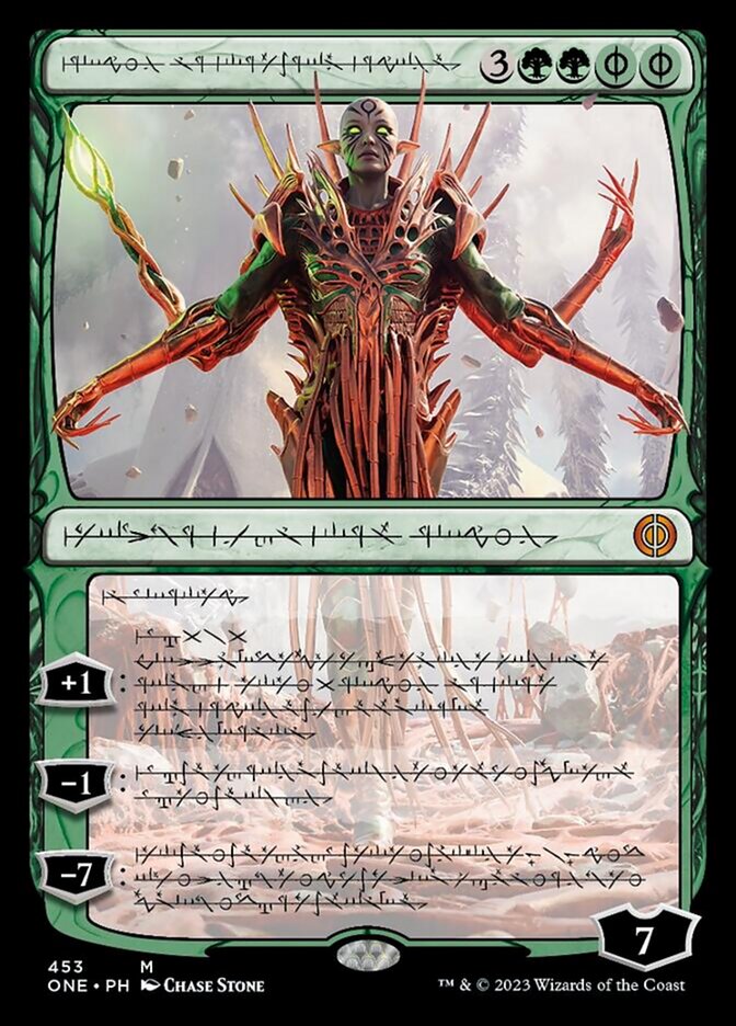 Nissa, Ascended Animist (Phyrexian Step-and-Compleat Foil) [Phyrexia: All Will Be One] | Gam3 Escape
