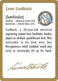 1996 Leon Lindback Biography Card [World Championship Decks] | Gam3 Escape