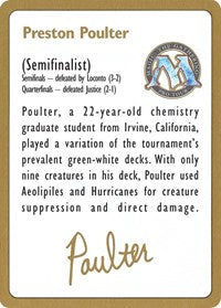 1996 Preston Poulter Biography Card [World Championship Decks] | Gam3 Escape