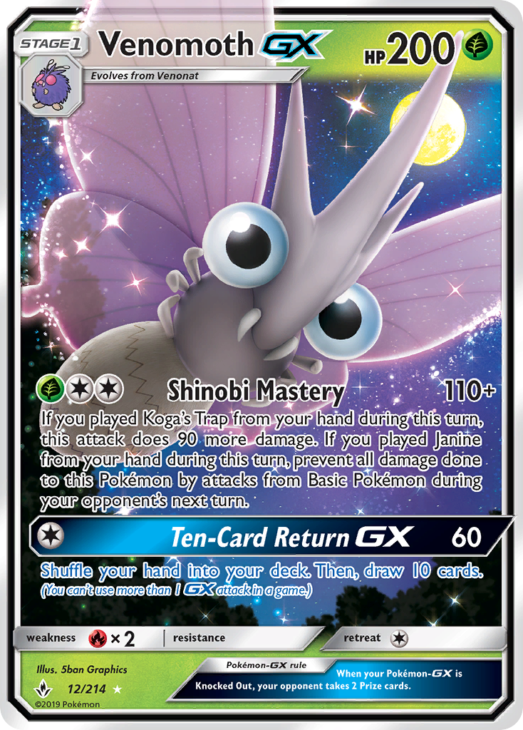 Venomoth GX (12/214) [Sun & Moon: Unbroken Bonds] | Gam3 Escape