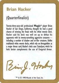 1998 Brian Hacker Biography Card [World Championship Decks] | Gam3 Escape