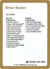 1998 Brian Hacker Decklist Card [World Championship Decks] | Gam3 Escape