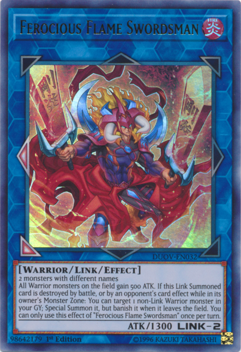 Ferocious Flame Swordsman [DUOV-EN032] Ultra Rare | Gam3 Escape